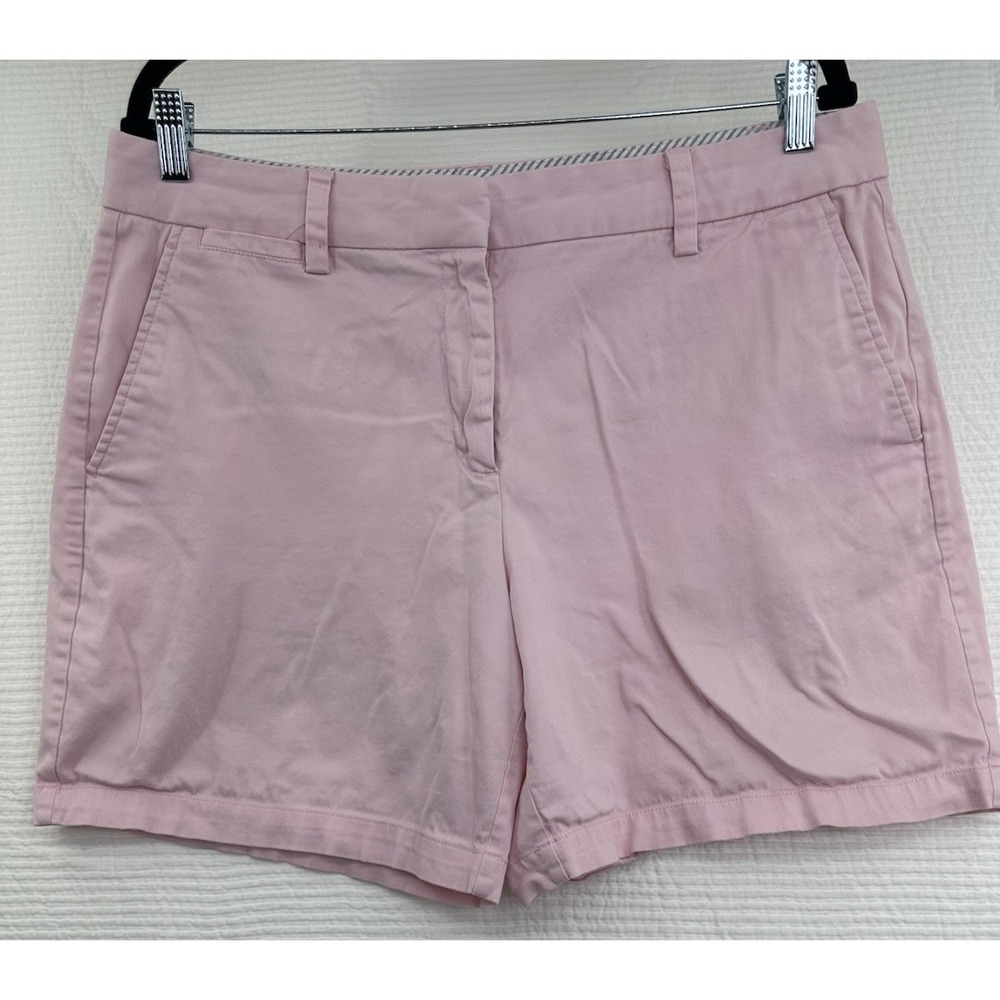 Lands' End Women's Pink Chino Mid Rise Stretch Shorts 14 Pockets Casual
